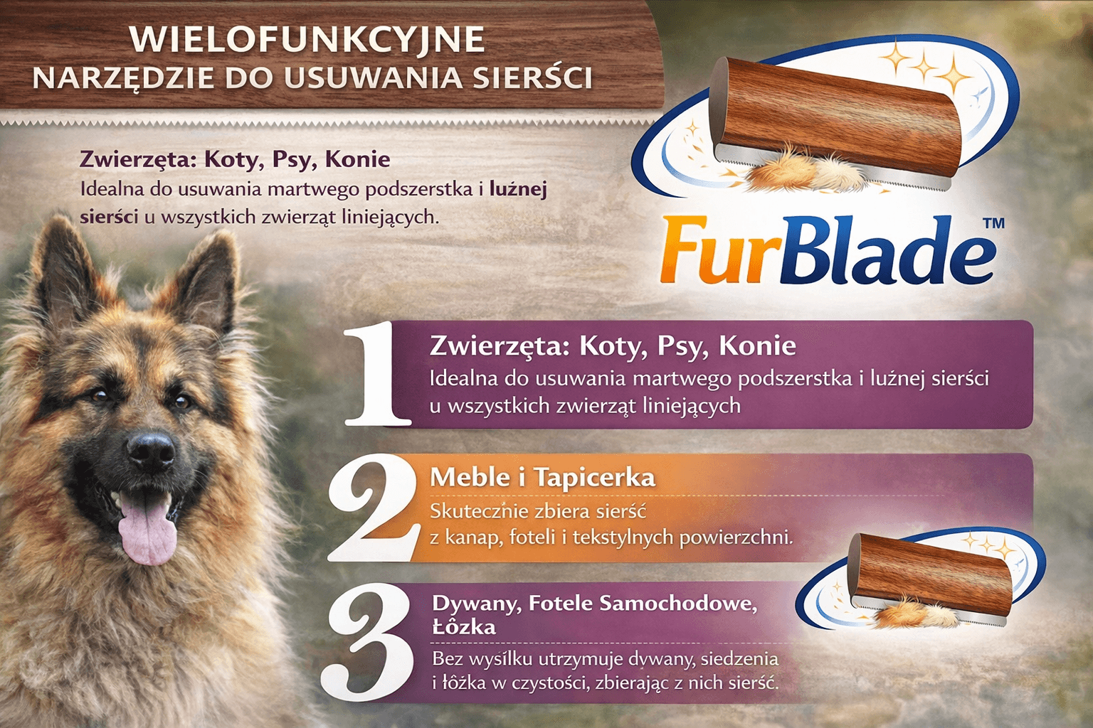 FurBlade™ – Profesjonalna Szczotka do Usuwania Sierści